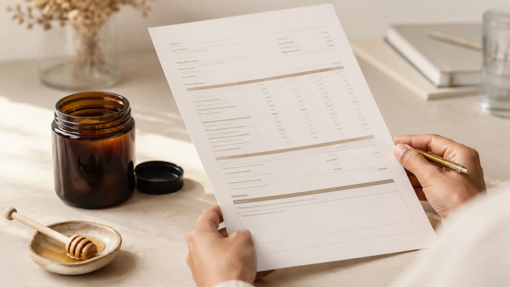Mānuka honey COA and test-report review visual used for buyer education.